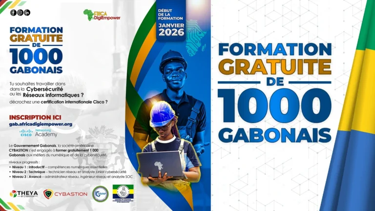 Africa Digiempower un programme de THEYA by Cybastion va former 1000 jeunes gabonais aux métiers du numérique et de la cybersécurité. Visuel réaliser par adambita237(adatheartist)