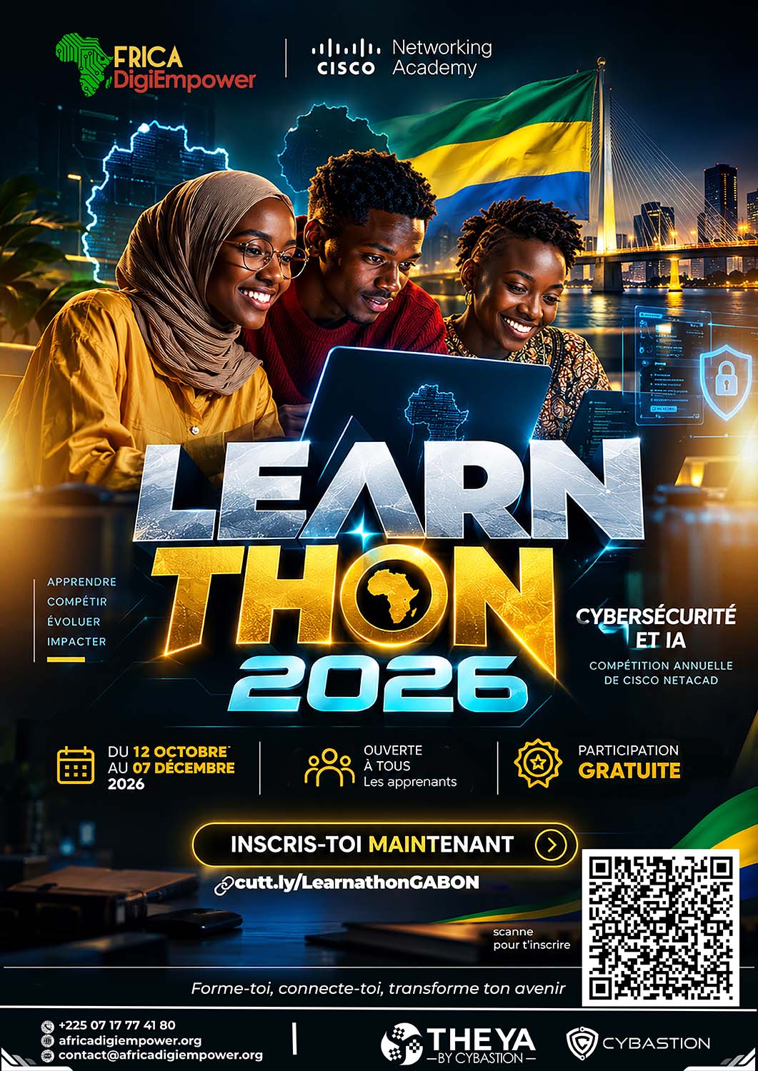 Learnathon 2026 competences et avenir numerique gabon000-Africa DigiEmpower formations gratuites pour les jeunes. design by adambita237